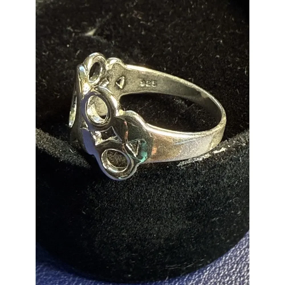Vintage Sterling Silver Ring Open Circles GR Mark Size 8 Artisan Band 925